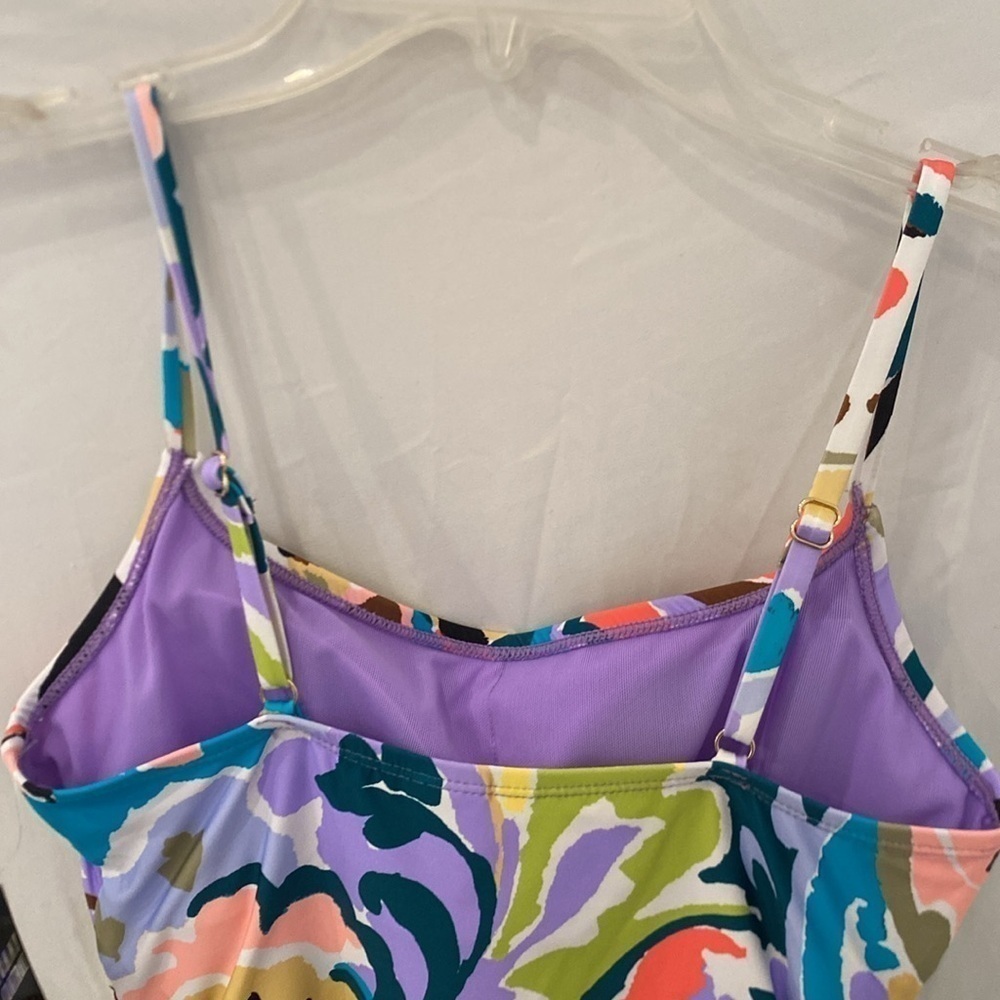 AnneCole Women's Floral ruched One Piece Swimsuit sz 8 - Picture 7 of 7